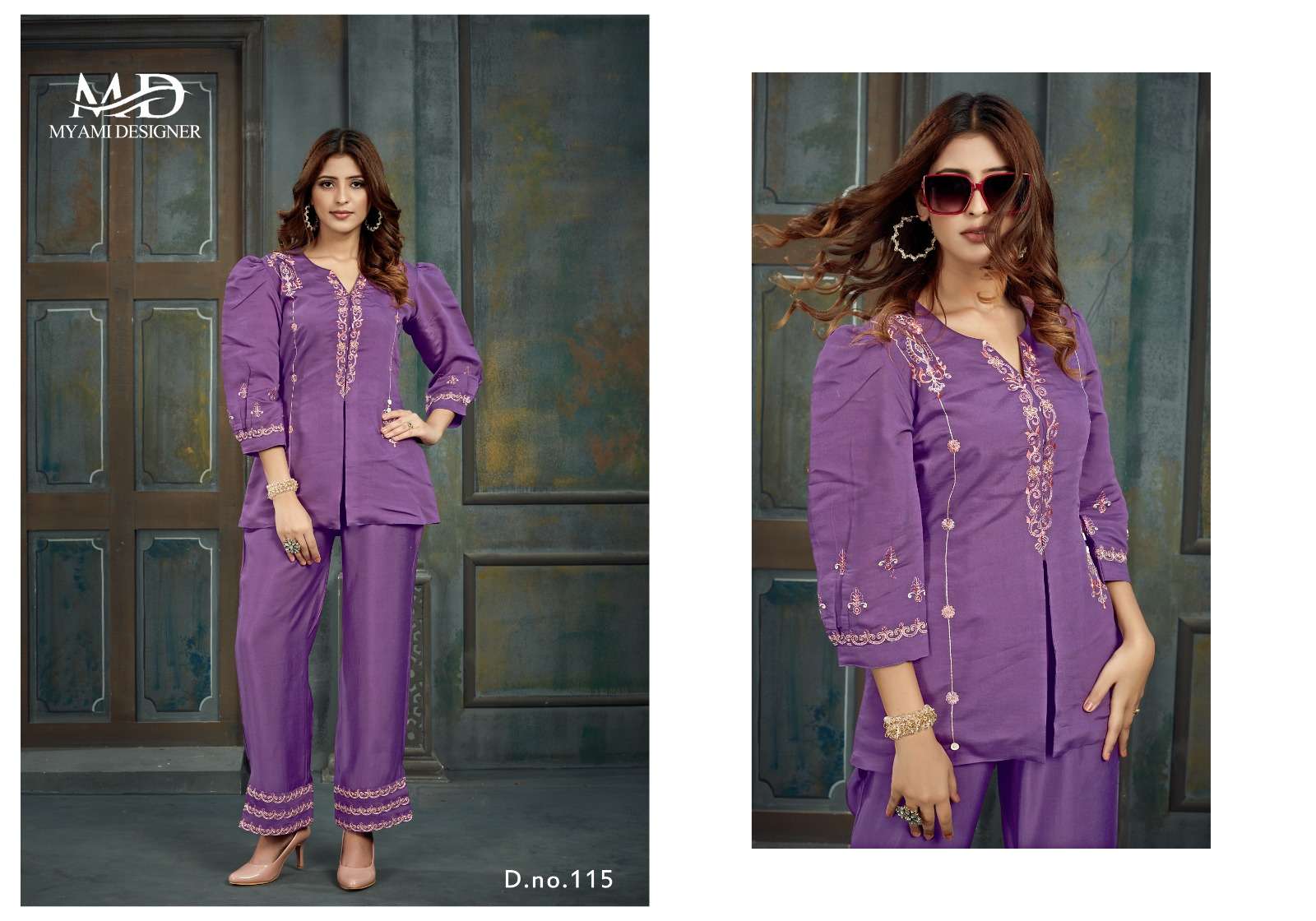 CORD SETS VOL 2 VISCOSE EMBROIDERY WORK DESIGNER TOP WITH PANT CO ORD SET BY MIAMI DESIGNER BRAND 115